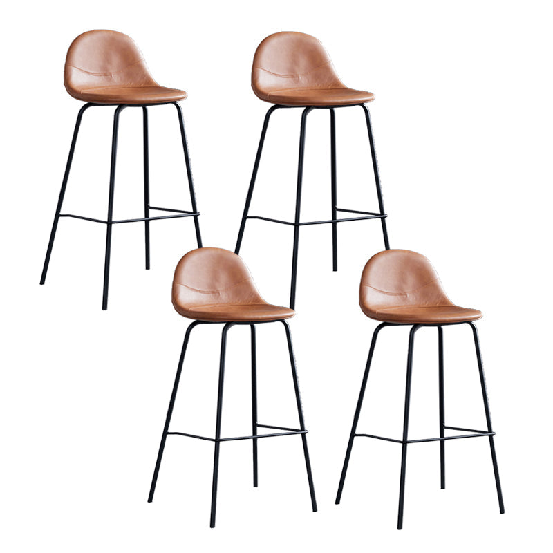 Leather Bar Stool Modern Backrest Counter Stool for Bristol with Metal Base Brown 4 Piece Set Bar Stool(30"H) Clearhalo 'Bar Furniture' 'Bar Stools' 'bar_stools' 'furn' 'furn_bar_stools' 'Furniture' 'Kitchen & Dining Furniture' 6373274