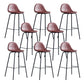 Leather Bar Stool Modern Backrest Counter Stool for Bristol with Metal Base Red 8 Piece Set Counter Stool(26"H) Clearhalo 'Bar Furniture' 'Bar Stools' 'bar_stools' 'furn' 'furn_bar_stools' 'Furniture' 'Kitchen & Dining Furniture' 6373281