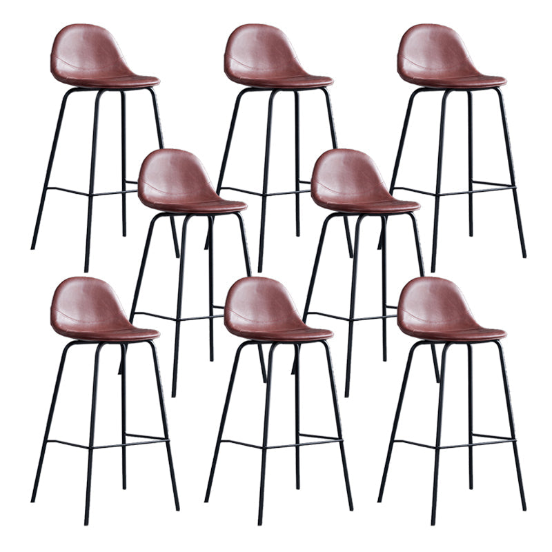 Leather Bar Stool Modern Backrest Counter Stool for Bristol with Metal Base Red 8 Piece Set Counter Stool(26"H) Clearhalo 'Bar Furniture' 'Bar Stools' 'bar_stools' 'furn' 'furn_bar_stools' 'Furniture' 'Kitchen & Dining Furniture' 6373281