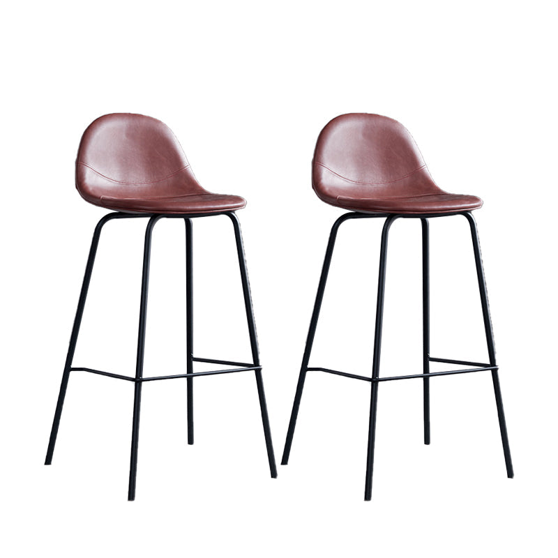 Leather Bar Stool Modern Backrest Counter Stool for Bristol with Metal Base Red 2 Piece Set Bar Stool(30"H) Clearhalo 'Bar Furniture' 'Bar Stools' 'bar_stools' 'furn' 'furn_bar_stools' 'Furniture' 'Kitchen & Dining Furniture' 6373283