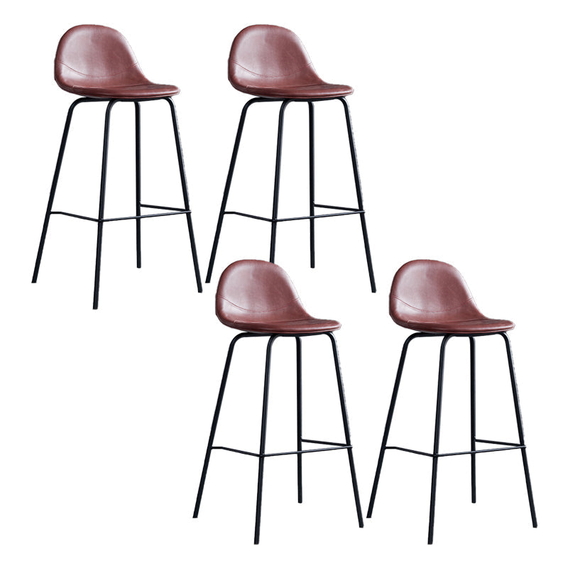 Leather Bar Stool Modern Backrest Counter Stool for Bristol with Metal Base Red 4 Piece Set Bar Stool(30"H) Clearhalo 'Bar Furniture' 'Bar Stools' 'bar_stools' 'furn' 'furn_bar_stools' 'Furniture' 'Kitchen & Dining Furniture' 6373284