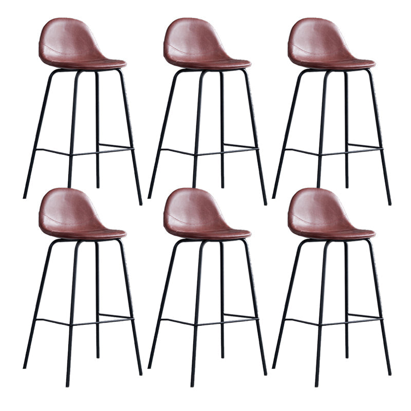 Leather Bar Stool Modern Backrest Counter Stool for Bristol with Metal Base Red 6 Piece Set Bar Stool(30"H) Clearhalo 'Bar Furniture' 'Bar Stools' 'bar_stools' 'furn' 'furn_bar_stools' 'Furniture' 'Kitchen & Dining Furniture' 6373285