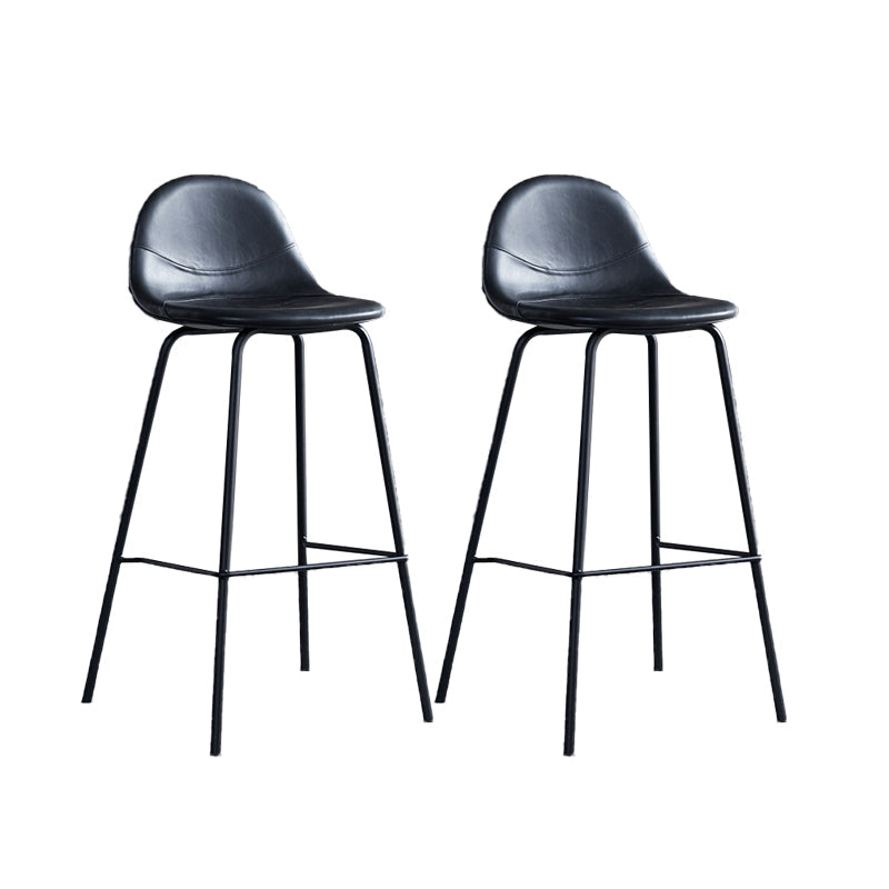 Leather Bar Stool Modern Backrest Counter Stool for Bristol with Metal Base Black 2 Piece Set Counter Stool(26"H) Clearhalo 'Bar Furniture' 'Bar Stools' 'bar_stools' 'furn' 'furn_bar_stools' 'Furniture' 'Kitchen & Dining Furniture' 6373288