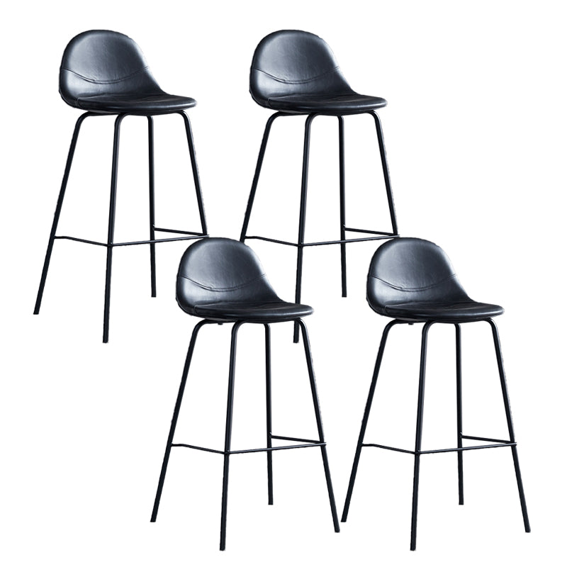Leather Bar Stool Modern Backrest Counter Stool for Bristol with Metal Base Black 4 Piece Set Counter Stool(26"H) Clearhalo 'Bar Furniture' 'Bar Stools' 'bar_stools' 'furn' 'furn_bar_stools' 'Furniture' 'Kitchen & Dining Furniture' 6373289
