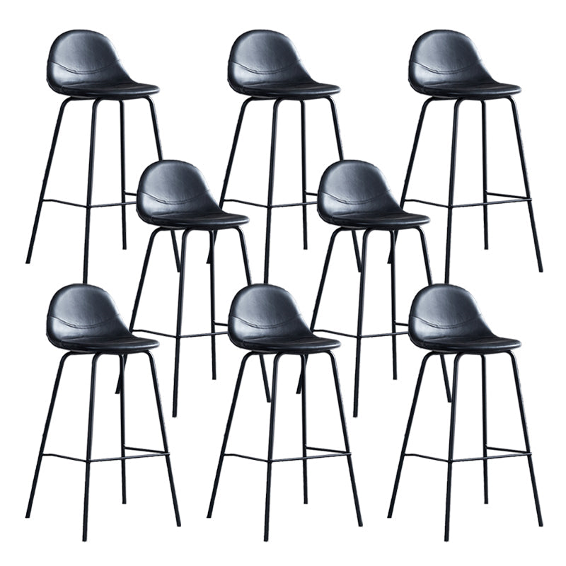 Leather Bar Stool Modern Backrest Counter Stool for Bristol with Metal Base Black 8 Piece Set Counter Stool(26"H) Clearhalo 'Bar Furniture' 'Bar Stools' 'bar_stools' 'furn' 'furn_bar_stools' 'Furniture' 'Kitchen & Dining Furniture' 6373291