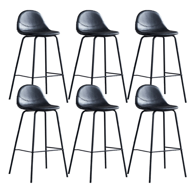 Leather Bar Stool Modern Backrest Counter Stool for Bristol with Metal Base Black 6 Piece Set Bar Stool(30"H) Clearhalo 'Bar Furniture' 'Bar Stools' 'bar_stools' 'furn' 'furn_bar_stools' 'Furniture' 'Kitchen & Dining Furniture' 6373295