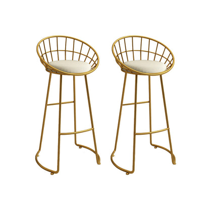 Contemporary Armless Dining Stools Metal Bar Stools with Footrest