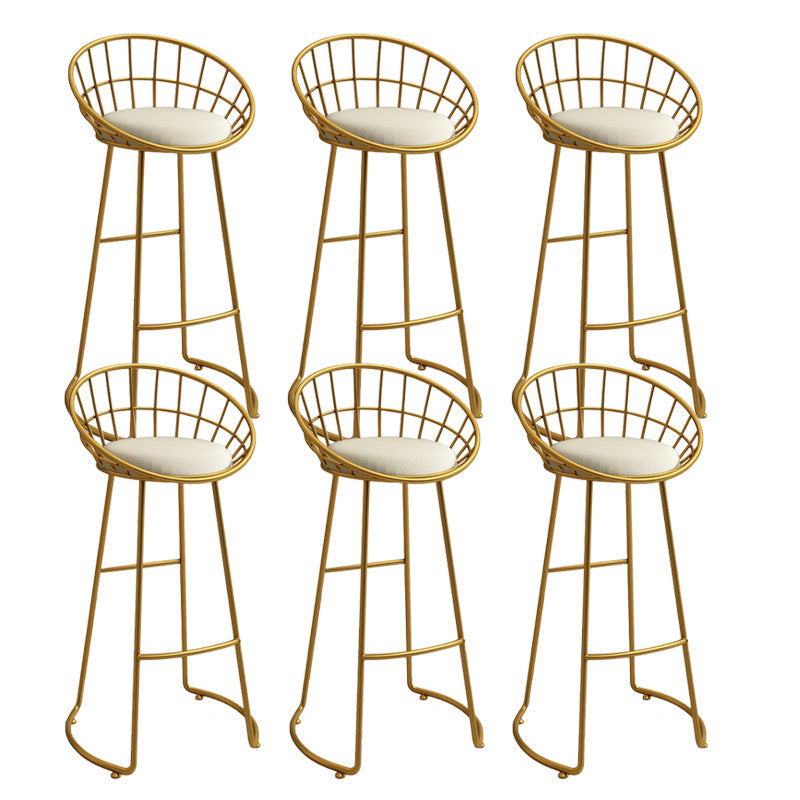 Contemporary Armless Dining Stools Metal Bar Stools with Footrest