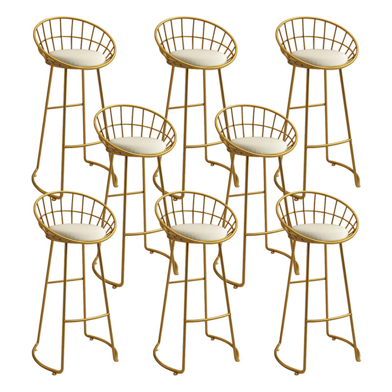 Contemporary Armless Dining Stools Metal Bar Stools with Footrest