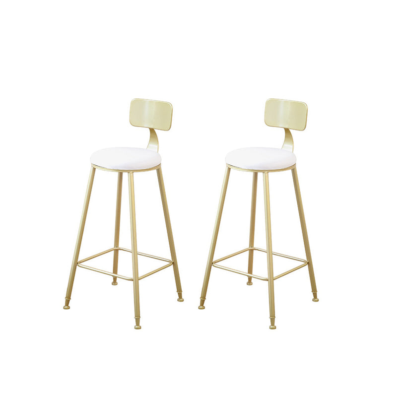 Taburete de bar Glam sin brazos, base de metal dorado, taburete de comedor con reposapiés