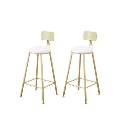 Taburete de bar Glam sin brazos, base de metal dorado, taburete de comedor con reposapiés