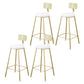 Taburete de bar Glam sin brazos, base de metal dorado, taburete de comedor con reposapiés