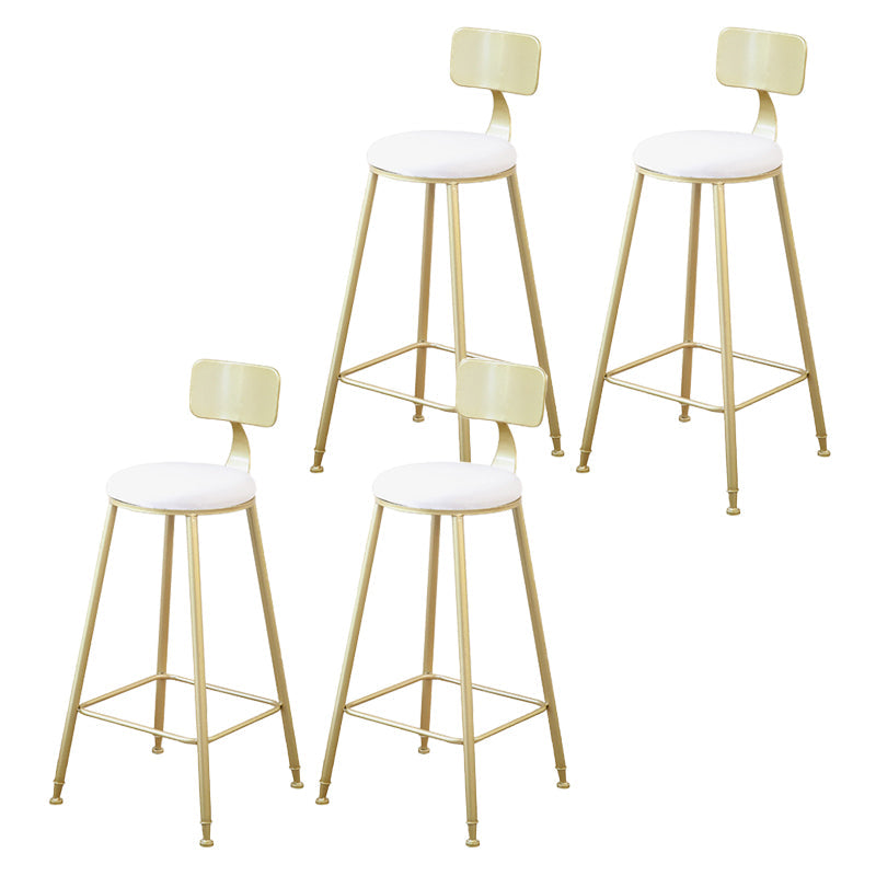 Taburete de bar Glam sin brazos, base de metal dorado, taburete de comedor con reposapiés