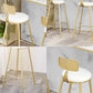 Taburete de bar Glam sin brazos, base de metal dorado, taburete de comedor con reposapiés