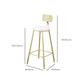 Taburete de bar Glam sin brazos, base de metal dorado, taburete de comedor con reposapiés