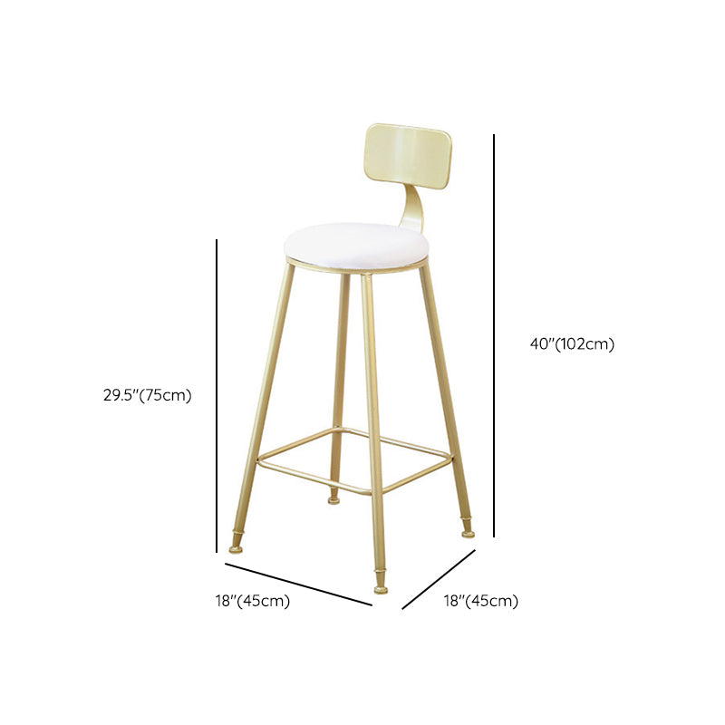 Taburete de bar Glam sin brazos, base de metal dorado, taburete de comedor con reposapiés