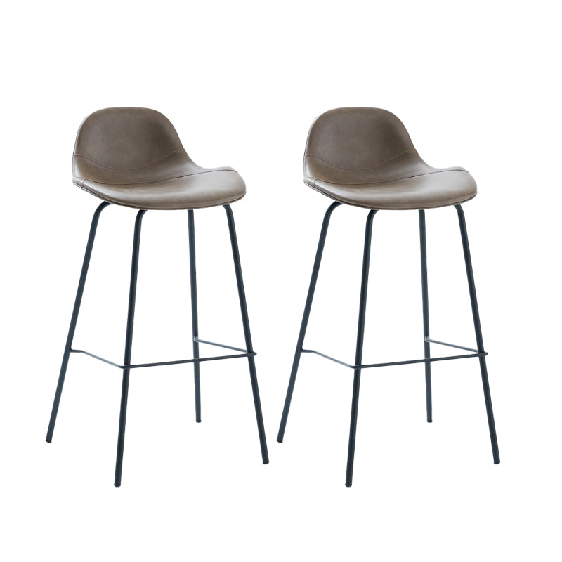 Taburete de bar sin brazos de cuero, taburete moderno con respaldo para comedor