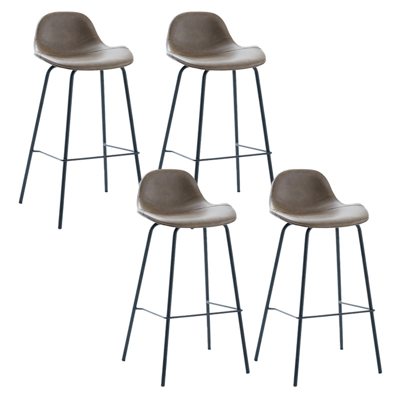 Taburete de bar sin brazos de cuero, taburete moderno con respaldo para comedor