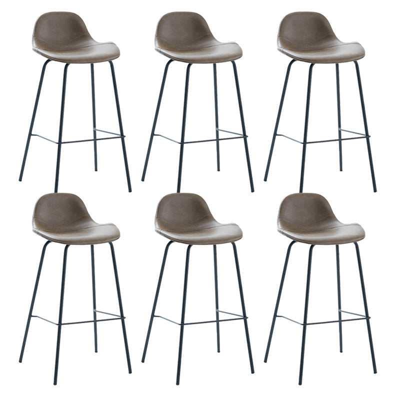 Taburete de bar sin brazos de cuero, taburete moderno con respaldo para comedor