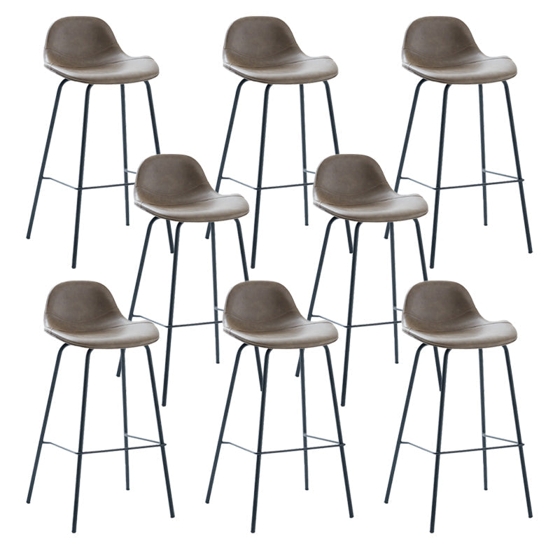 Taburete de bar sin brazos de cuero, taburete moderno con respaldo para comedor
