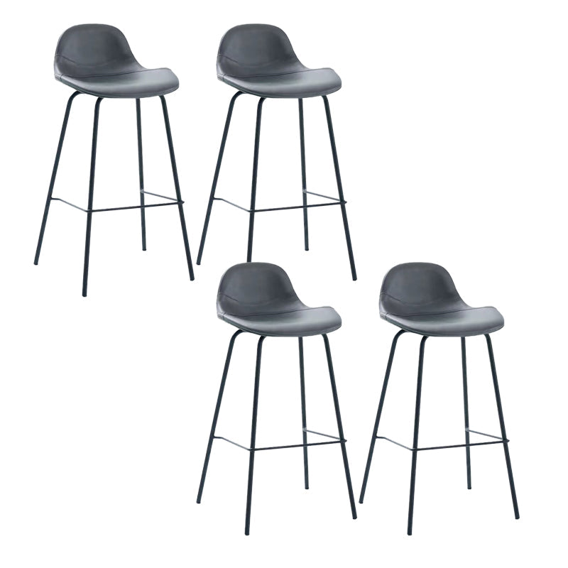 Taburete de bar sin brazos de cuero, taburete moderno con respaldo para comedor