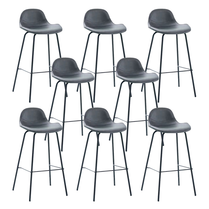 Taburete de bar sin brazos de cuero, taburete moderno con respaldo para comedor