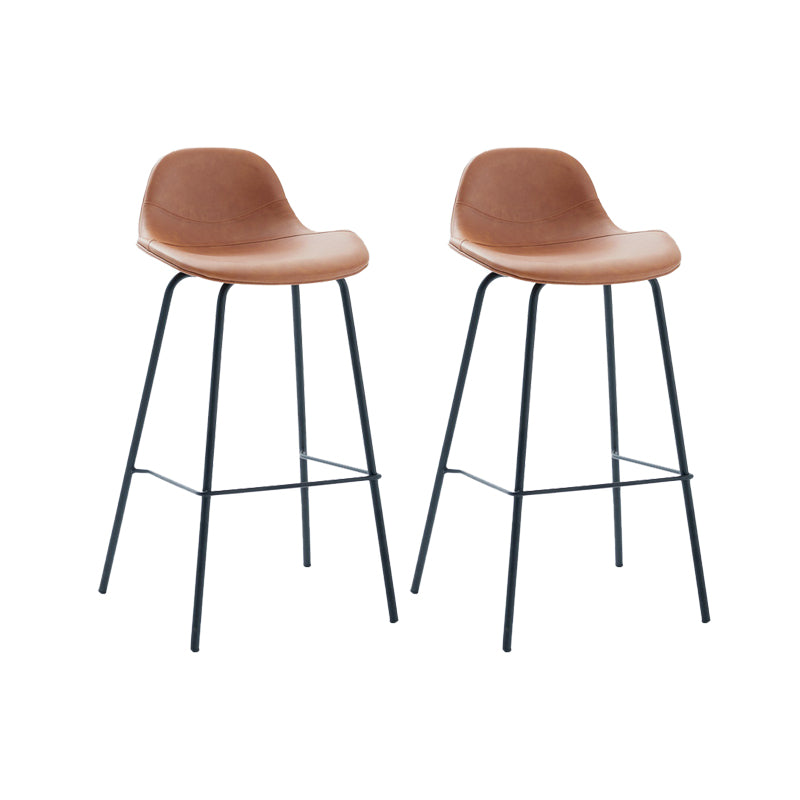 Taburete de bar sin brazos de cuero, taburete moderno con respaldo para comedor