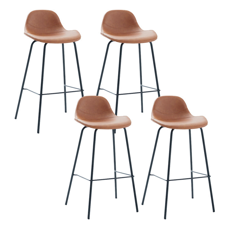 Taburete de bar sin brazos de cuero, taburete moderno con respaldo para comedor