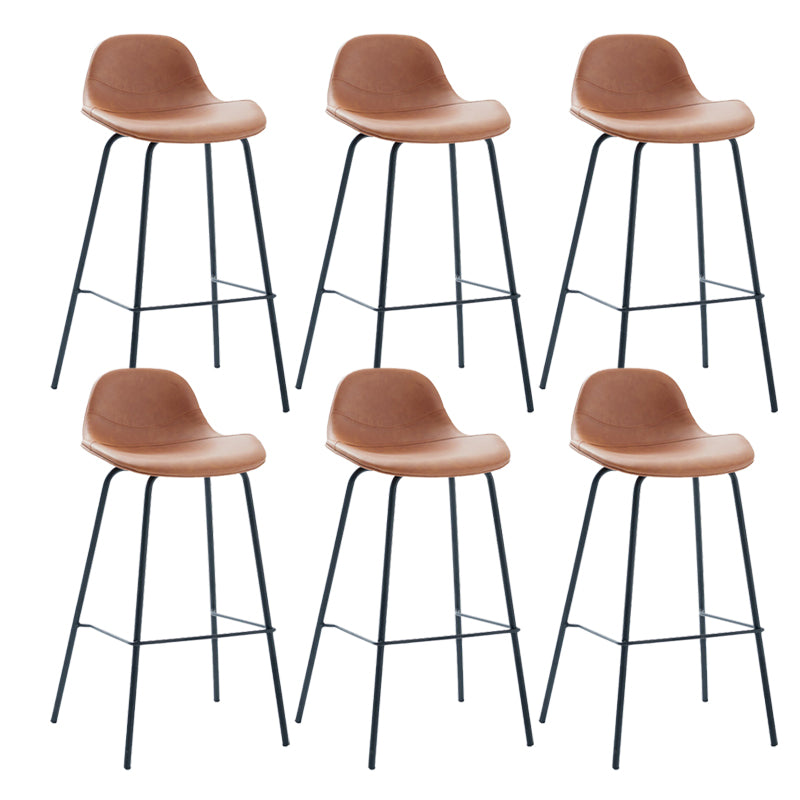 Taburete de bar sin brazos de cuero, taburete moderno con respaldo para comedor