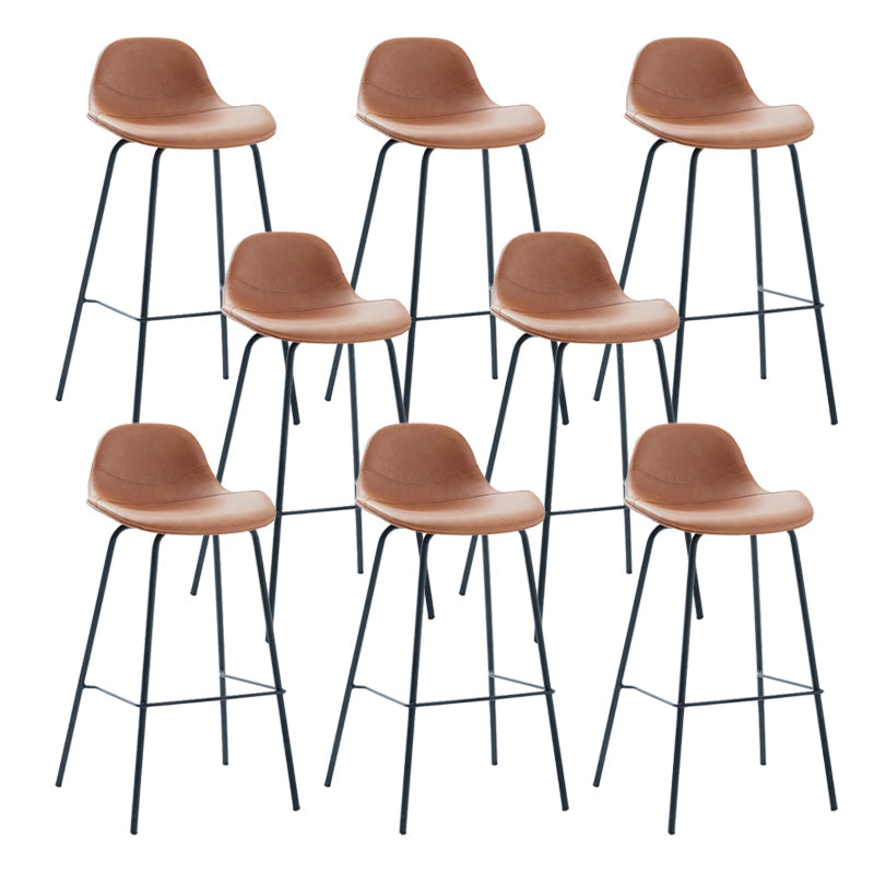 Taburete de bar sin brazos de cuero, taburete moderno con respaldo para comedor
