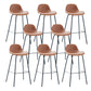 Taburete de bar sin brazos de cuero, taburete moderno con respaldo para comedor
