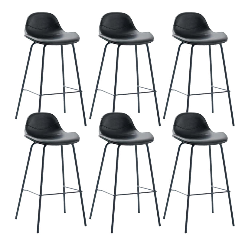 Taburete de bar sin brazos de cuero, taburete moderno con respaldo para comedor