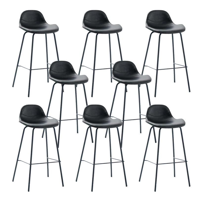 Taburete de bar sin brazos de cuero, taburete moderno con respaldo para comedor