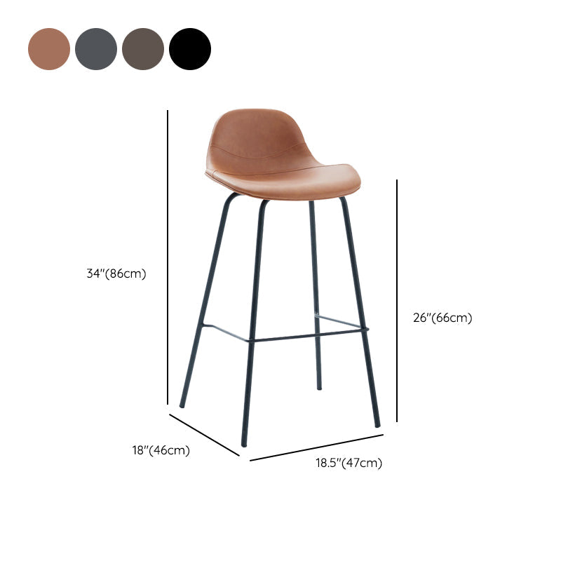Taburete de bar sin brazos de cuero, taburete moderno con respaldo para comedor