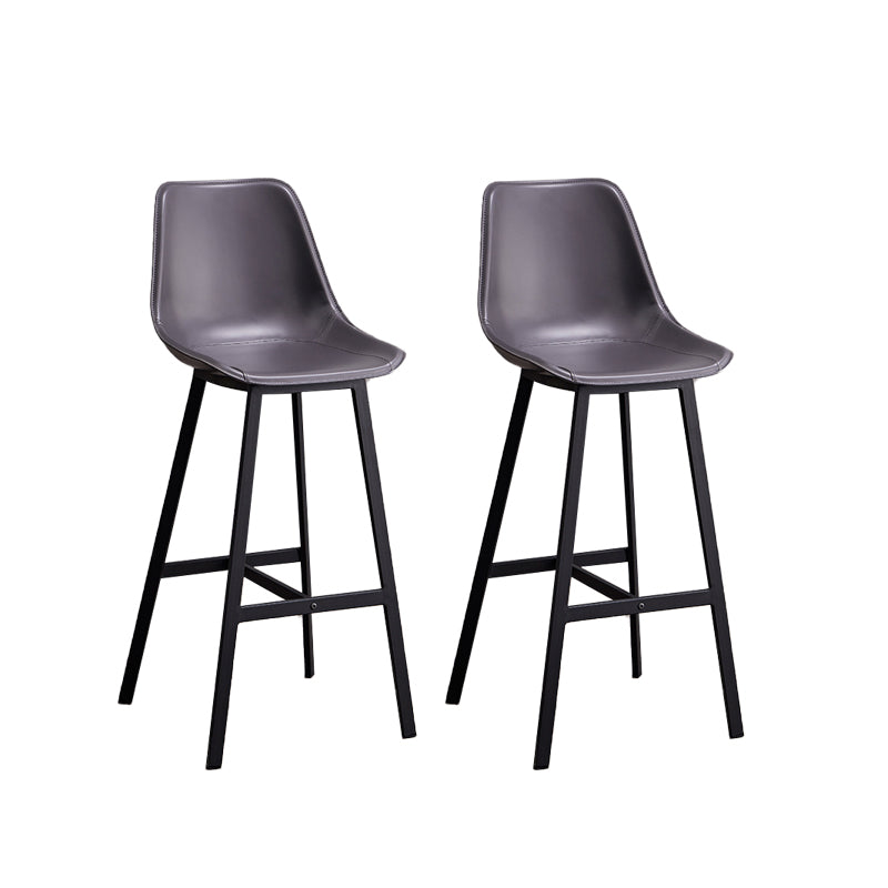 Leather Bar Stool Modern Backrest Counter Stool for Dining Room Gray 2 Piece Set Bar Stool(30"H) Clearhalo 'Bar Furniture' 'Bar Stools' 'bar_stools' 'furn' 'furn_bar_stools' 'Furniture' 'Kitchen & Dining Furniture' 6373438