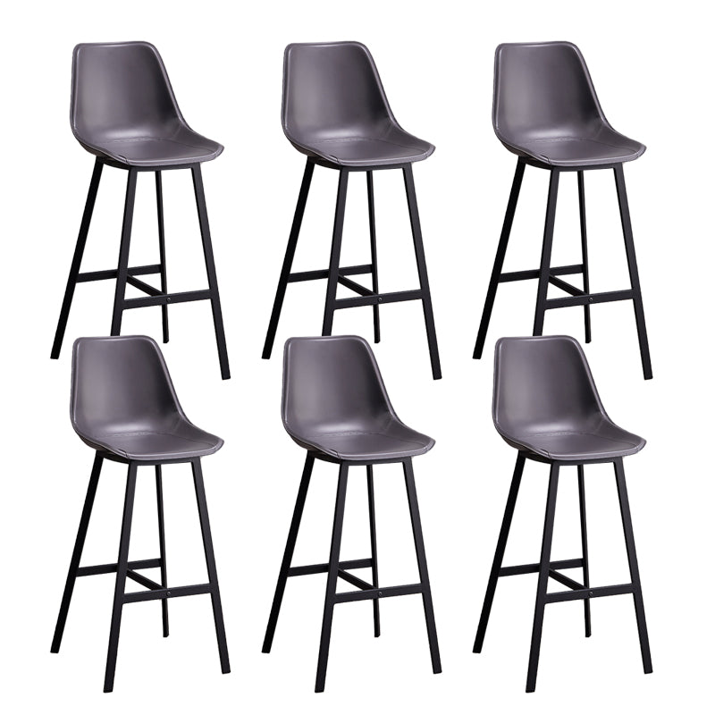 Leather Bar Stool Modern Backrest Counter Stool for Dining Room Gray 6 Piece Set Bar Stool(30"H) Clearhalo 'Bar Furniture' 'Bar Stools' 'bar_stools' 'furn' 'furn_bar_stools' 'Furniture' 'Kitchen & Dining Furniture' 6373441
