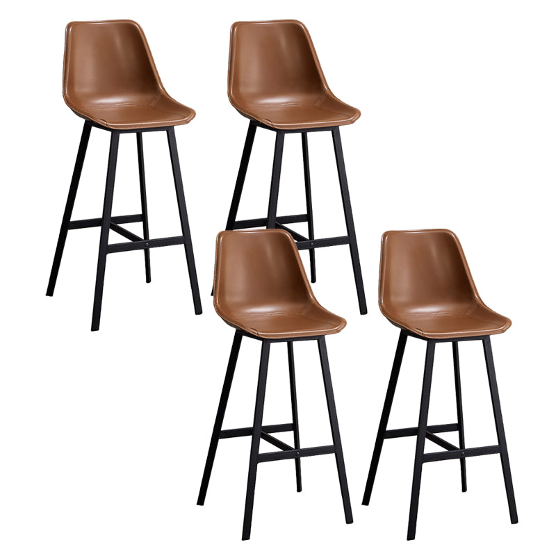 Leather Bar Stool Modern Backrest Counter Stool for Dining Room Khaki 4 Piece Set Counter Stool(26"H) Clearhalo 'Bar Furniture' 'Bar Stools' 'bar_stools' 'furn' 'furn_bar_stools' 'Furniture' 'Kitchen & Dining Furniture' 6373447