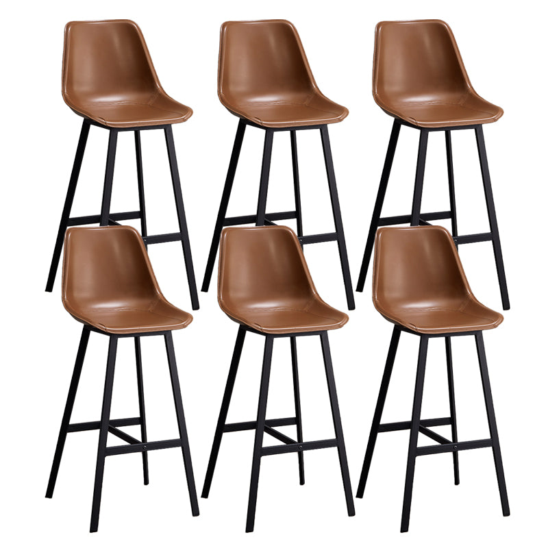 Leather Bar Stool Modern Backrest Counter Stool for Dining Room Khaki 6 Piece Set Counter Stool(26"H) Clearhalo 'Bar Furniture' 'Bar Stools' 'bar_stools' 'furn' 'furn_bar_stools' 'Furniture' 'Kitchen & Dining Furniture' 6373448