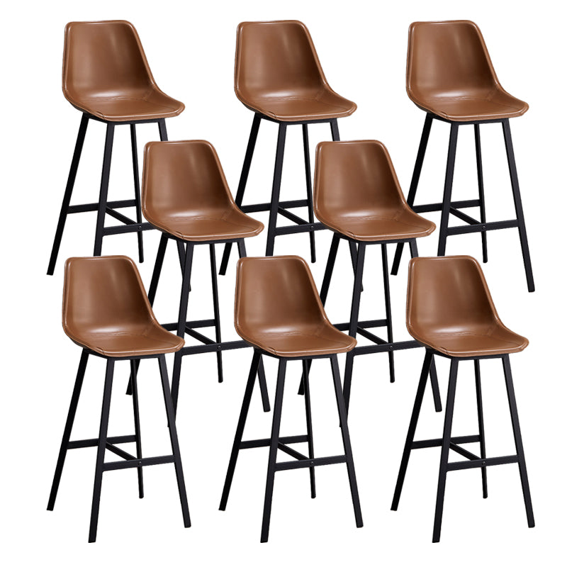 Leather Bar Stool Modern Backrest Counter Stool for Dining Room Khaki 8 Piece Set Bar Stool(30"H) Clearhalo 'Bar Furniture' 'Bar Stools' 'bar_stools' 'furn' 'furn_bar_stools' 'Furniture' 'Kitchen & Dining Furniture' 6373454