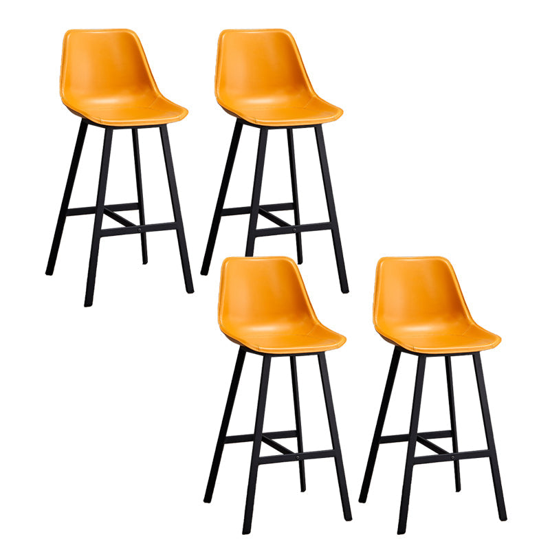 Leather Bar Stool Modern Backrest Counter Stool for Dining Room Yellow 4 Piece Set Counter Stool(26"H) Clearhalo 'Bar Furniture' 'Bar Stools' 'bar_stools' 'furn' 'furn_bar_stools' 'Furniture' 'Kitchen & Dining Furniture' 6373457