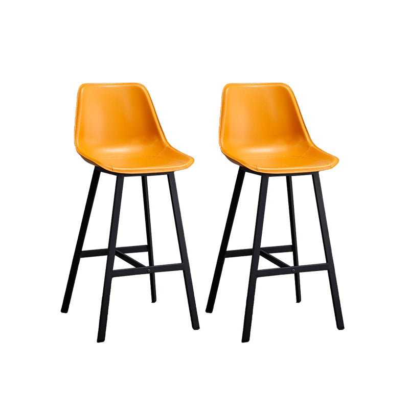 Leather Bar Stool Modern Backrest Counter Stool for Dining Room Yellow 2 Piece Set Bar Stool(30"H) Clearhalo 'Bar Furniture' 'Bar Stools' 'bar_stools' 'furn' 'furn_bar_stools' 'Furniture' 'Kitchen & Dining Furniture' 6373461