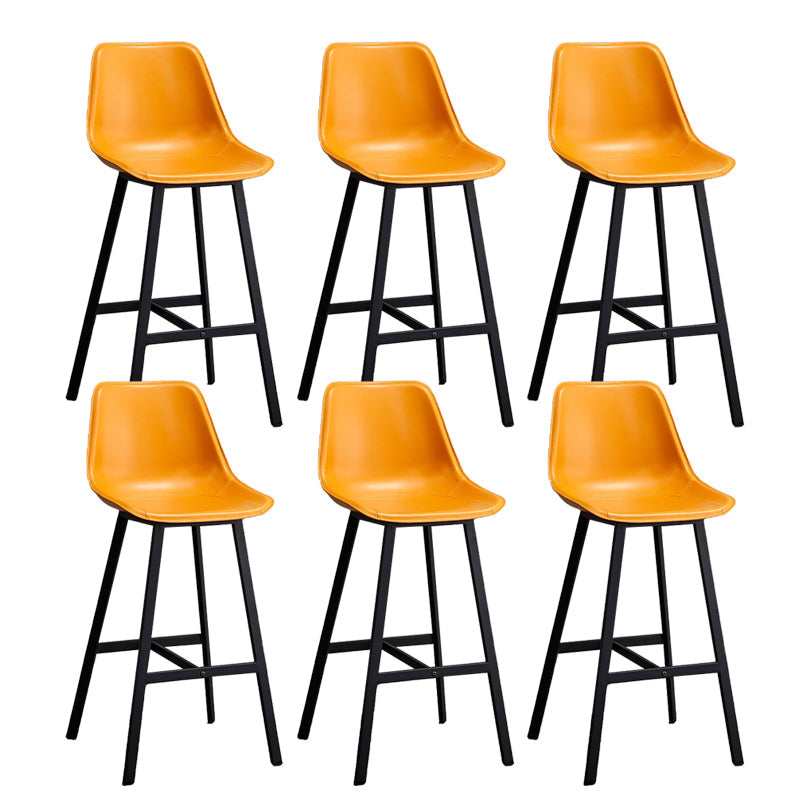 Leather Bar Stool Modern Backrest Counter Stool for Dining Room Yellow 6 Piece Set Bar Stool(30"H) Clearhalo 'Bar Furniture' 'Bar Stools' 'bar_stools' 'furn' 'furn_bar_stools' 'Furniture' 'Kitchen & Dining Furniture' 6373463