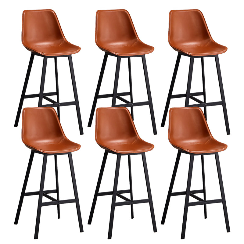 Leather Bar Stool Modern Backrest Counter Stool for Dining Room Brown 6 Piece Set Counter Stool(26"H) Clearhalo 'Bar Furniture' 'Bar Stools' 'bar_stools' 'furn' 'furn_bar_stools' 'Furniture' 'Kitchen & Dining Furniture' 6373468