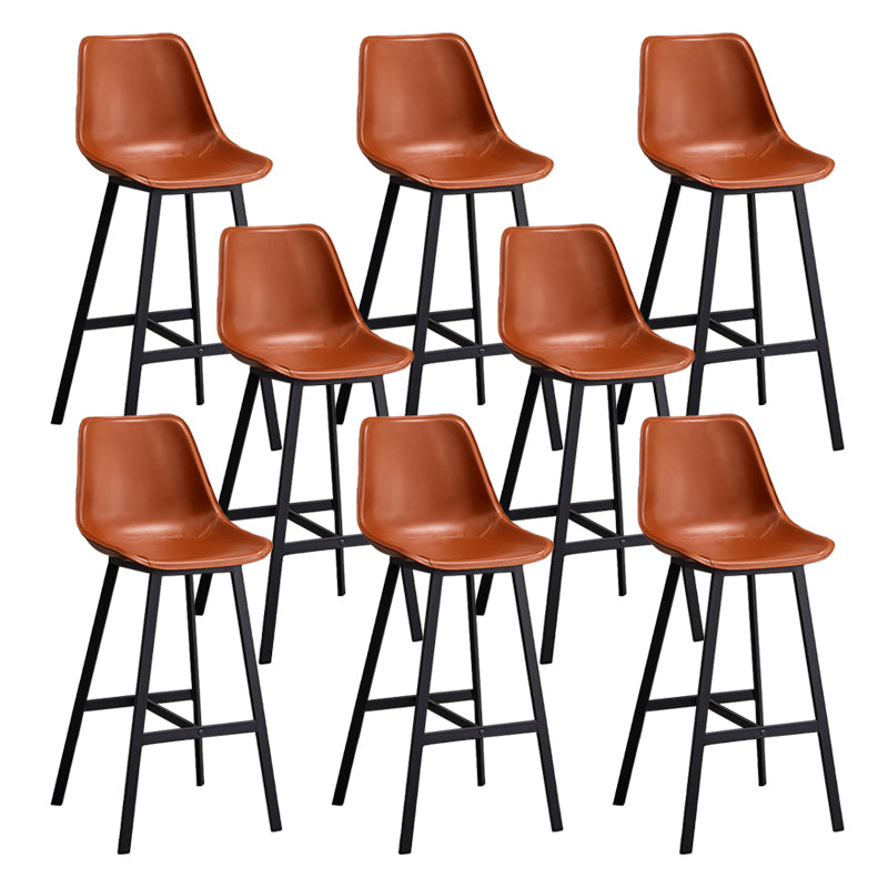 Leather Bar Stool Modern Backrest Counter Stool for Dining Room Brown 8 Piece Set Counter Stool(26"H) Clearhalo 'Bar Furniture' 'Bar Stools' 'bar_stools' 'furn' 'furn_bar_stools' 'Furniture' 'Kitchen & Dining Furniture' 6373469