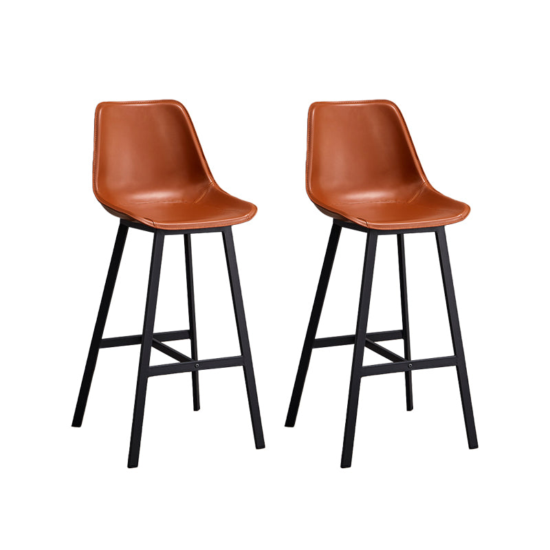Leather Bar Stool Modern Backrest Counter Stool for Dining Room Brown 2 Piece Set Bar Stool(30"H) Clearhalo 'Bar Furniture' 'Bar Stools' 'bar_stools' 'furn' 'furn_bar_stools' 'Furniture' 'Kitchen & Dining Furniture' 6373471
