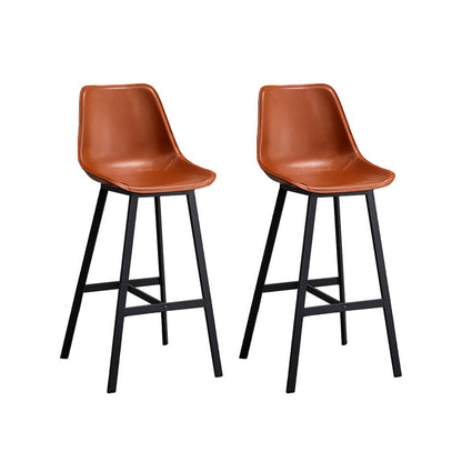 Leather Bar Stool Modern Backrest Counter Stool for Dining Room Brown 2 Piece Set Bar Stool(30"H) Clearhalo 'Bar Furniture' 'Bar Stools' 'bar_stools' 'furn' 'furn_bar_stools' 'Furniture' 'Kitchen & Dining Furniture' 6373471