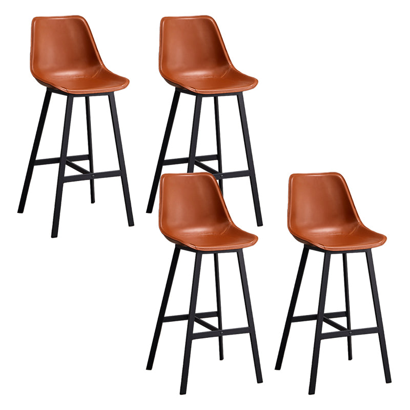 Leather Bar Stool Modern Backrest Counter Stool for Dining Room Brown 4 Piece Set Bar Stool(30"H) Clearhalo 'Bar Furniture' 'Bar Stools' 'bar_stools' 'furn' 'furn_bar_stools' 'Furniture' 'Kitchen & Dining Furniture' 6373472