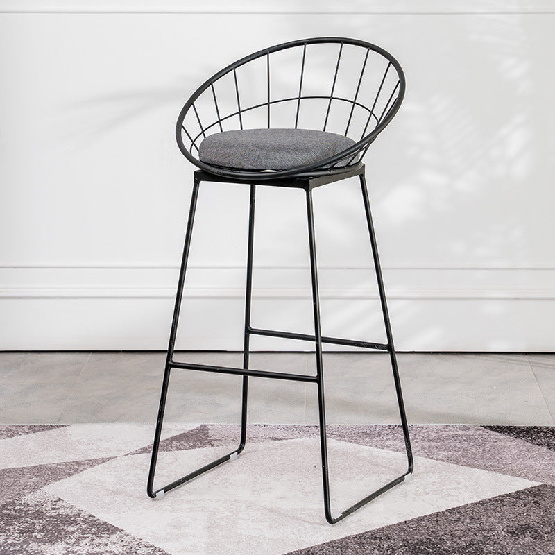 Black Metal Base Dining Stools Contemporary Round Bar Stools with Footrest Gray 1 Piece Clearhalo 'Bar Furniture' 'Bar Stools' 'bar_stools' 'furn' 'furn_bar_stools' 'Furniture' 'Kitchen & Dining Furniture' 6373478