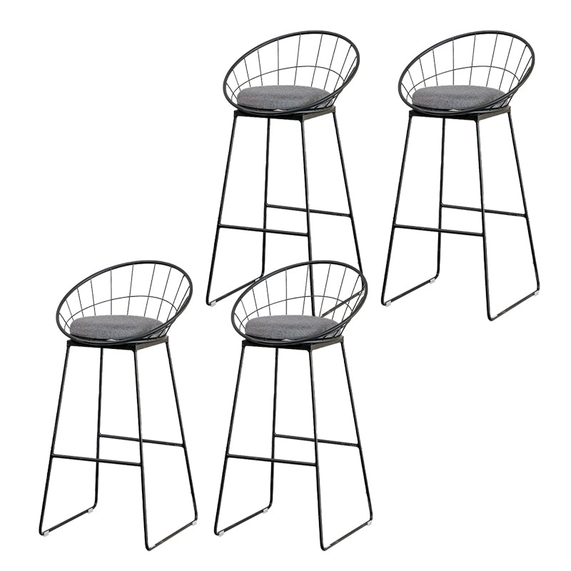 Black Metal Base Dining Stools Contemporary Round Bar Stools with Footrest Gray 4 Piece Set Clearhalo 'Bar Furniture' 'Bar Stools' 'bar_stools' 'furn' 'furn_bar_stools' 'Furniture' 'Kitchen & Dining Furniture' 6373481