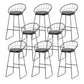 Black Metal Base Dining Stools Contemporary Round Bar Stools with Footrest Gray 8 Piece Set Clearhalo 'Bar Furniture' 'Bar Stools' 'bar_stools' 'furn' 'furn_bar_stools' 'Furniture' 'Kitchen & Dining Furniture' 6373485